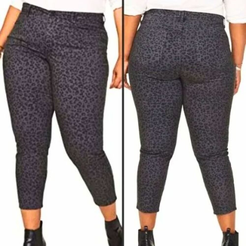NWT NYDJ Ami Leopard Print Cropped Skinny Jeans | 14W